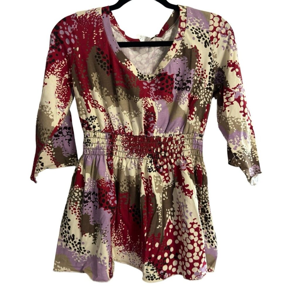 Kika Paprika 3/4 sleeved Med‎ 4 women top Blouse Scoop Neck